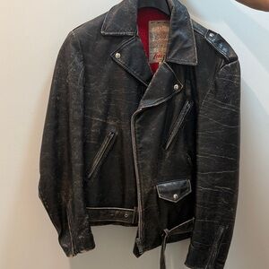 Vintage Black Leather Motorcycle Jacket